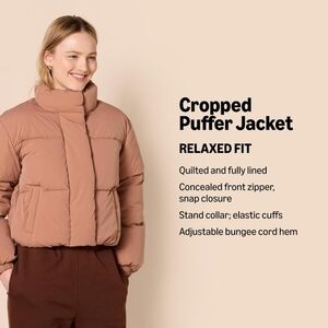 Cropped Puffer Jacket - Tan NWT